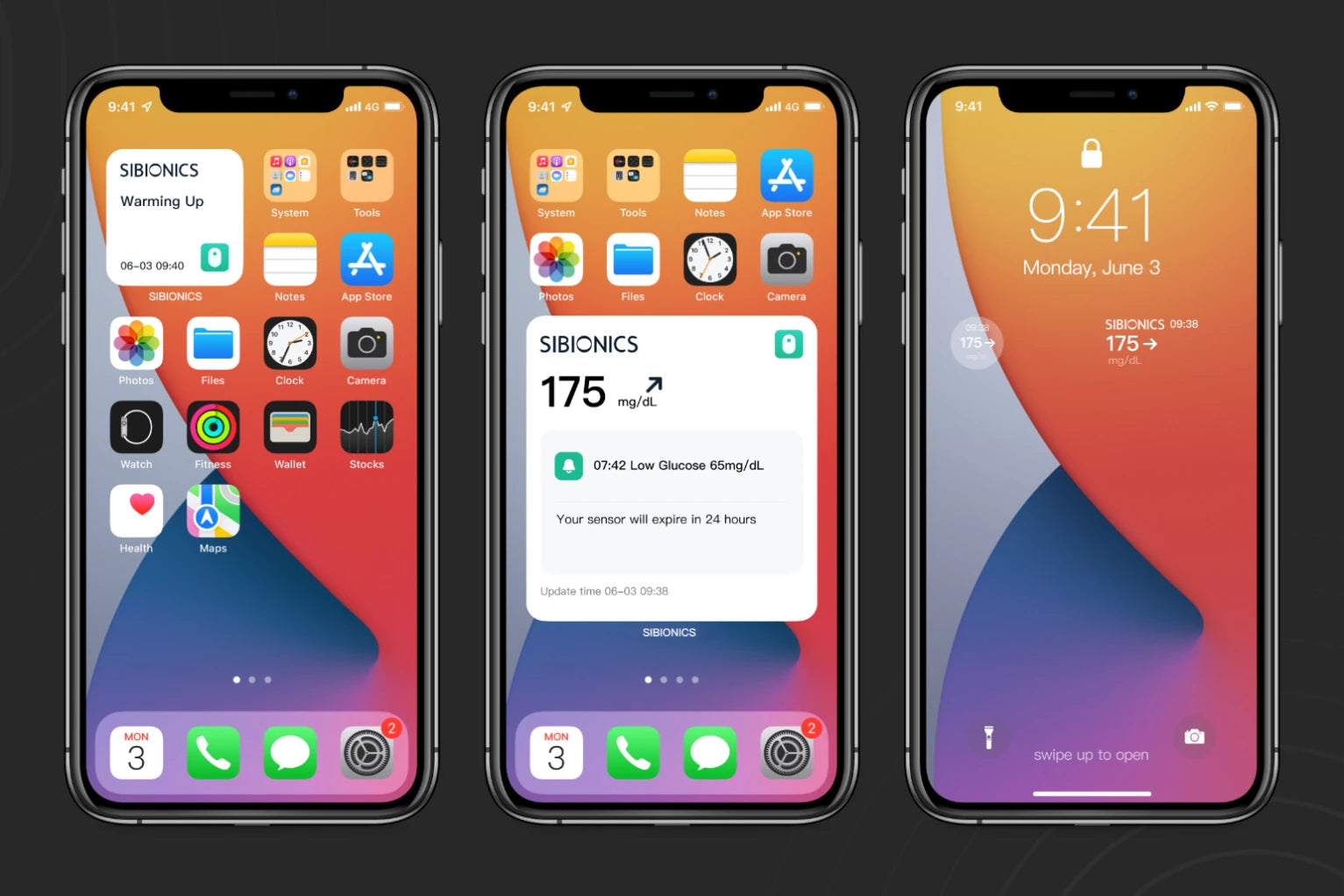 SIBIONICS widgets on the phone home and lock screen