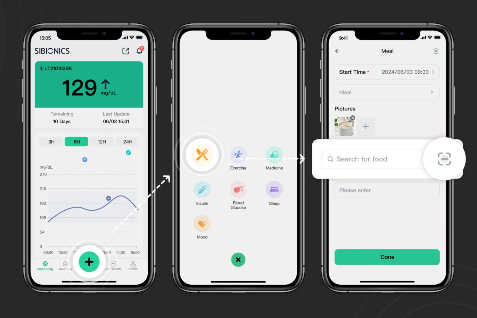 Meal logging flow with food search
