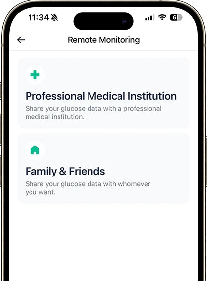 Remote monitoring: share with a medical institution or family and friends